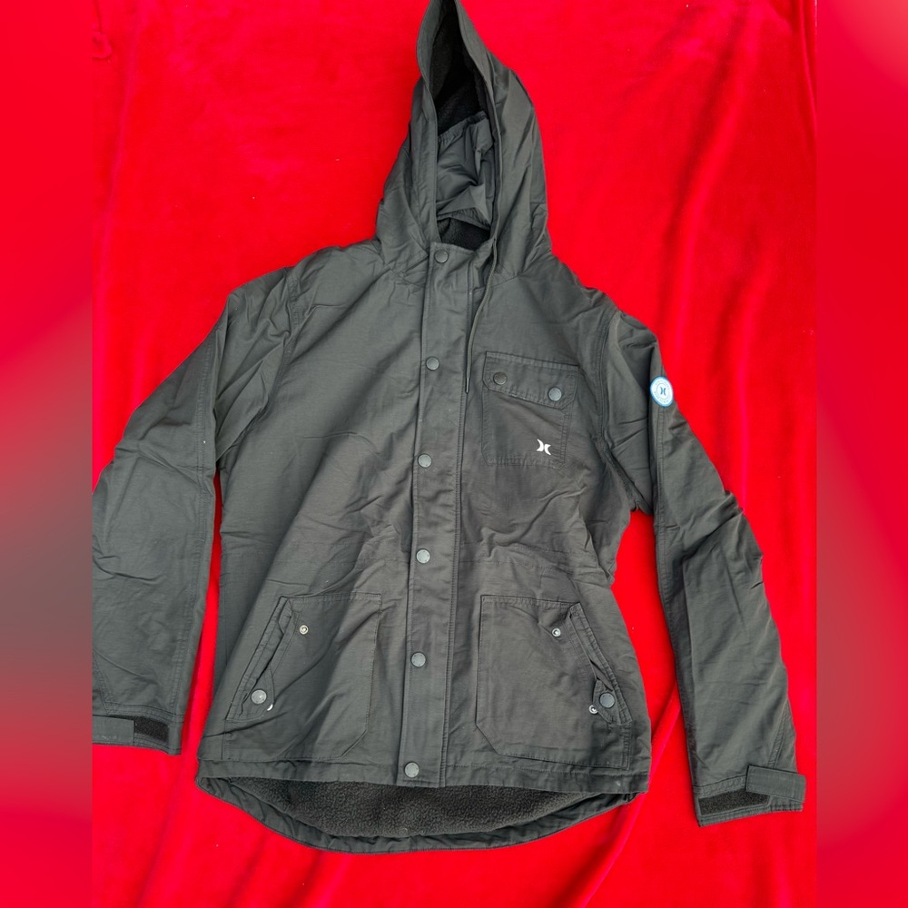 Hurley Black Hooded Ski & Snowboard Jacket with Subtle Logo